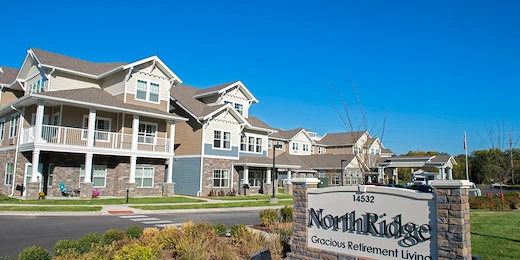 Northridge Gracious Retirement Living Hawthorn Senior Independent Living in Fishers, Indiana front exterior welcome sign