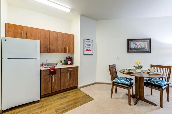 Alexis Estates Gracious Retirement Living by Hawthorn Senior Living, independent living in Allen, TX, apartment equipped with a kitchenette