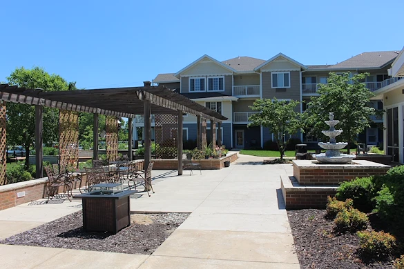 Meadowlark Estates Gracious Retirement Living Hawthorn Senior Independent Living in Lawrence, Kansas rear exterior gazebo