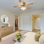 Asbury Place Kingsport, senior living community offering independent living, assisted living, and memory care in Kingsport, TN, bedroom with ensuite bathroom