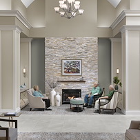 Parkway Place Senior Living sitting area by fireplace