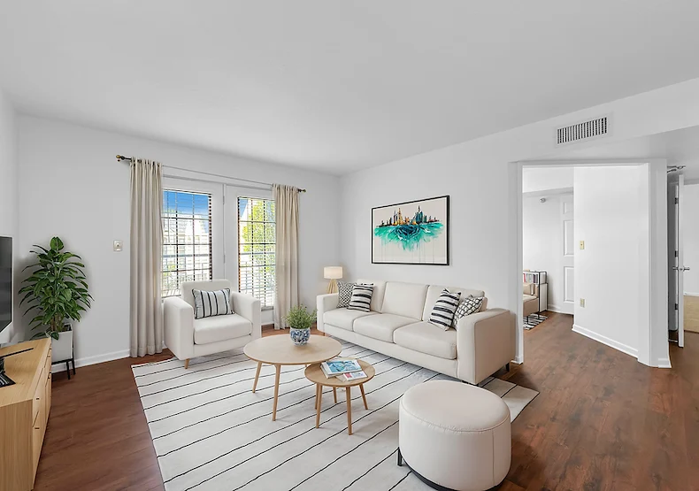 Sage Independence, Independent Living in Des Moines, IA newly renovated furnished apartment living room