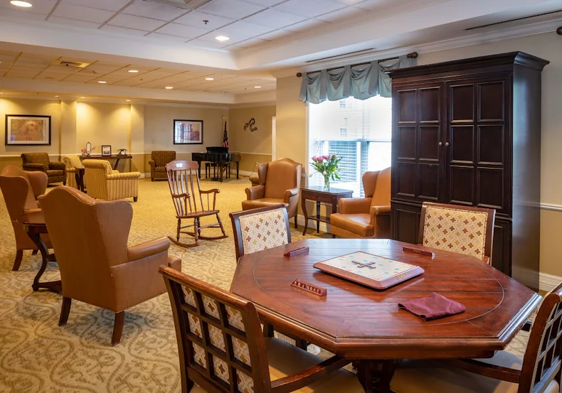 Charter Senior Living of Dedham in Dedham, MA, area for games and socializing