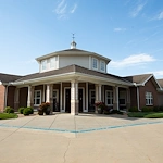 Kidron Bethel Village senior living community and continuing care retirement community (CCRC) offering independent living, assisted living, and respite care in North Newton, KS, front entrance