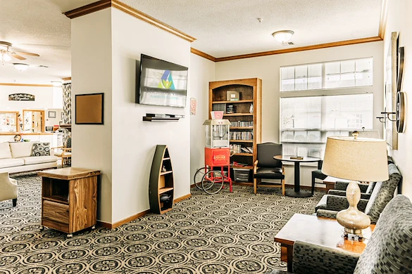 Alderbrook Village assisted living community in Arkansas City, KS, cozy sitting area for reading, watching tv, or socializing
