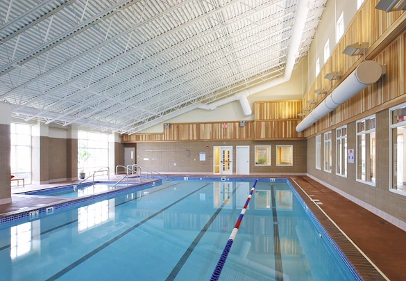 60-foot lap pool and warm therapy pool