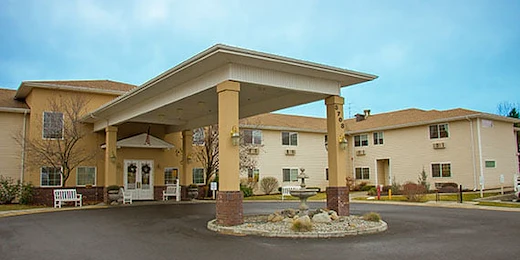 Avamere at South Hill senior living community offering assisted living and respite care in Spokane, WA, front exterior and entrance