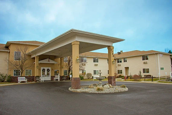 Avamere at South Hill senior living community offering assisted living and respite care in Spokane, WA, front exterior and entrance