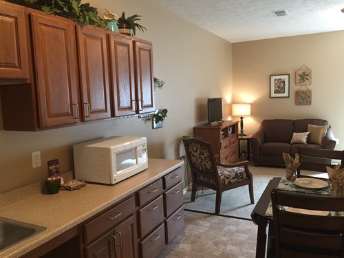 Assisted Living, Studio Apartment, open to the Living Area