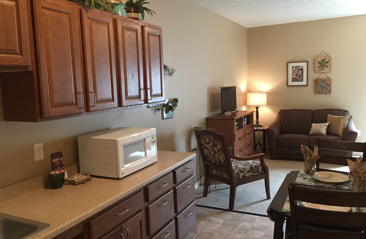 Assisted Living, Studio Apartment, open to the Living Area