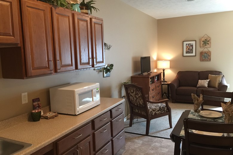 Assisted Living, Studio Apartment, open to the Living Area