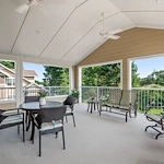Wilshire Estates Gracious Retirement Living, independent living in Silver Spring, MD, covered deck with seating