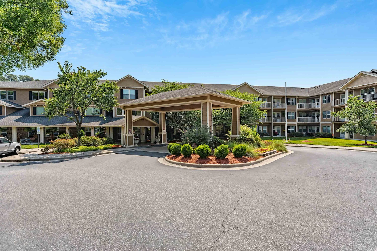 The Lodge at Wake Forest Gracious Retirement Living Hawthorn Senior Independent Living in Wake Forest, North Carolina front exterior