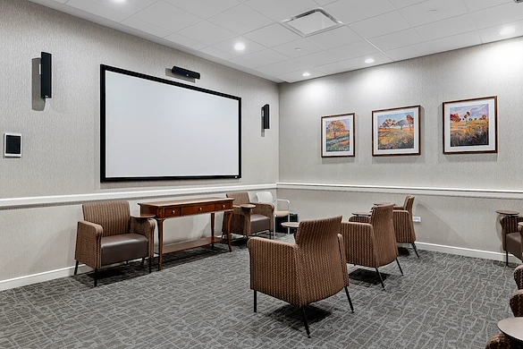Alto Wheaton, senior living community offering assisted living, memory care, and respite care in Wheaton, IL, movie theatre
