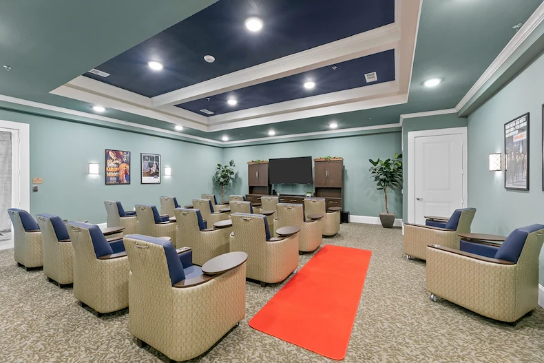 Wilshire Senior Living, independent living, assisted living, and memory care in Burleson, TX, media room