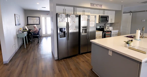 Legato Living Residential Memory Care at Old Town senior living community offering assisted living and memory care in Scottsdale, AZ, kitchen with two stainless steel fridges