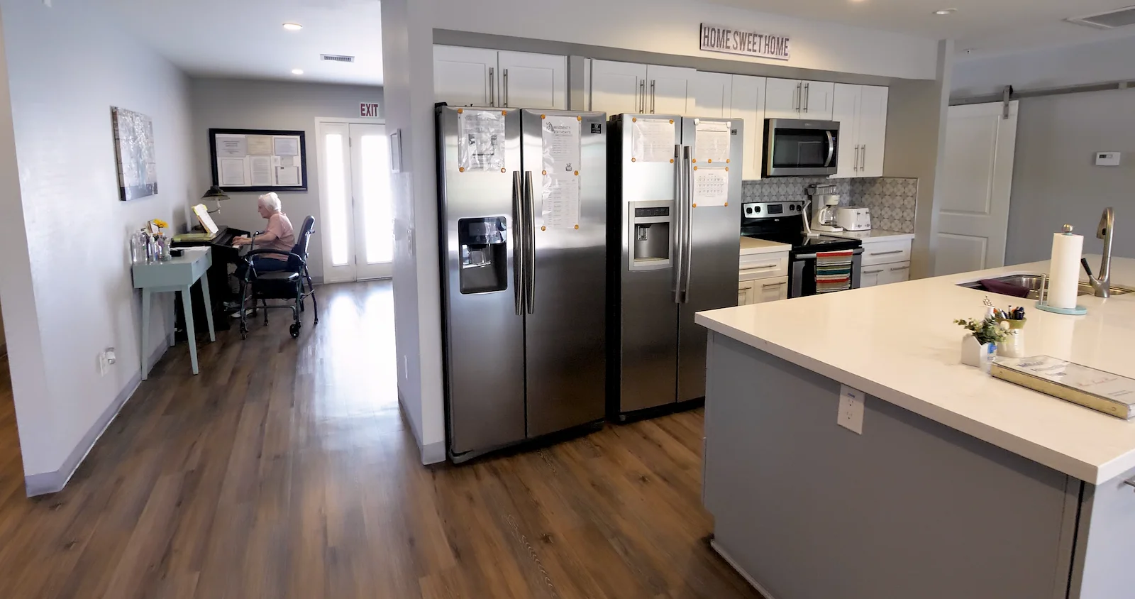 Legato Living Residential Memory Care at Old Town senior living community offering assisted living and memory care in Scottsdale, AZ, kitchen with two stainless steel fridges