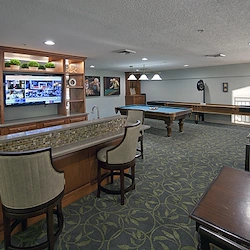 Allegro St. Augustine senior living offering independent living, assisted living, and respite care in Saint Augustine, FL, activities room featuring a pool table