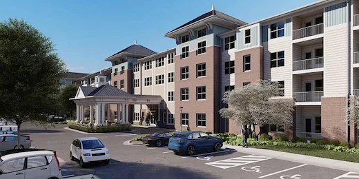 Acclaim at Cary Pointe, senior living community offering active adult and independent living in Cary, NC, clean front exterior