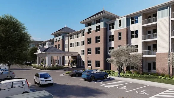 Acclaim at Cary Pointe, senior living community offering active adult and independent living in Cary, NC, clean front exterior