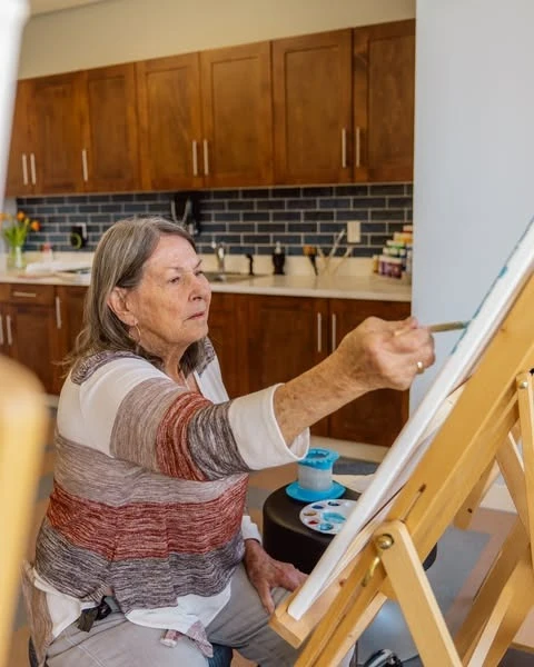 Fieldstone Memory Care of Silverdale resident painting