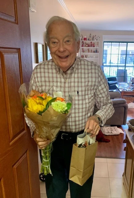 Covenant Living at the Samarkand in Santa Barbara, CA, happy resident after receiving a kind gift