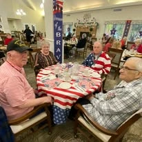 Chesterfield Heights Gracious Retirement Living Hawthorn Senior Independent Living in Midlothian, Virginia residents at an Independence Day party