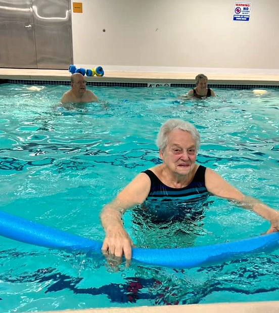 Melrose Meadows residents in the indoor heated pool