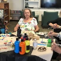 Olympus Ranch Gracious Retirement Living Hawthorn Senior Independent Living in Murray, Utah residents doing arts and crafts