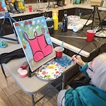 The Village at Keizer Ridge Assisted Living and Memory Care resident activity - painting