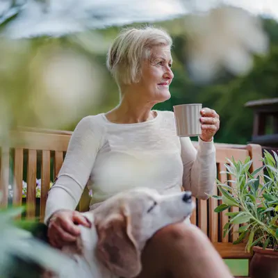 Independence While Living in a Senior Community | senior drinking coffee