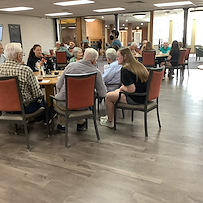 Schowalter Villa residents enjoying visitors