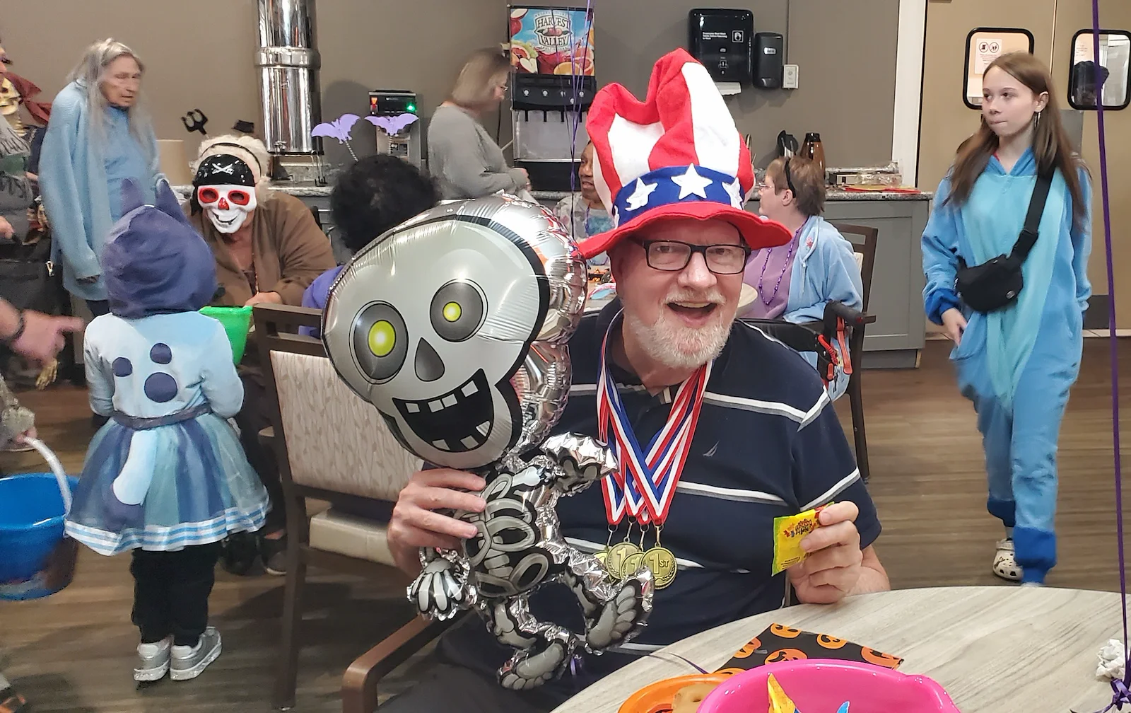 American House Westland Venoy senior living community offering independent living, assisted living, and respite care in Westland, MI, resident dressed up for a community Halloween celebration