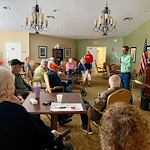 Brookdale Franklin Independent Living in Franklin, TN, residents enjoying learning from a presenter