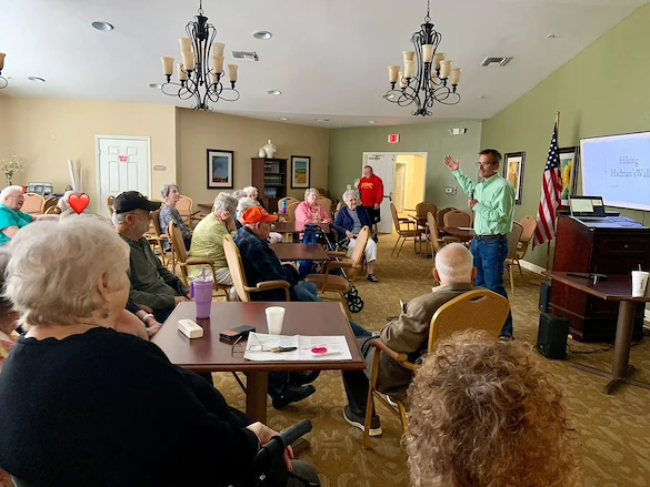 Brookdale Franklin Independent Living in Franklin, TN, residents enjoying learning from a presenter