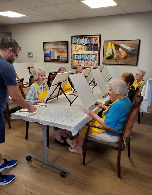 Residents of Broadwell Senior Living at Plymouth participated in a painting class to celebrate World Art Day