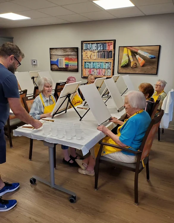 Residents of Broadwell Senior Living at Plymouth participated in a painting class to celebrate World Art Day