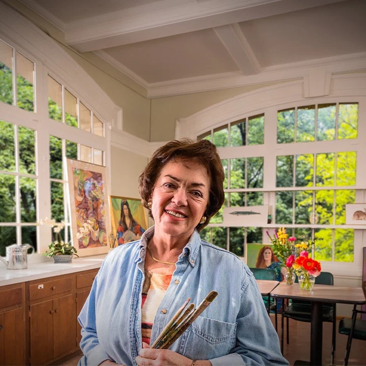 The Mansion at Rosemont Senior Living in Rosemont, PA, resident activity - painting