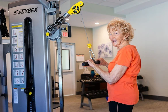 Resident working out at at Fellowship Square Tucson