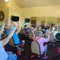 Estrella Estates Gracious Retirement Living Hawthorn Senior Independent Living in Goodyear, Arizona residents at a workout class