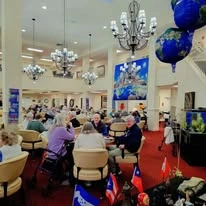 Ashwood Meadows Independent Living Hawthorn Senior Living in Johns Creek, Georgia residents at dinner