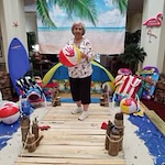 Summerville Estates Gracious Retirement Living Hawthorn Senior Independent Living in Summerville, South Carolina resident at a beach party