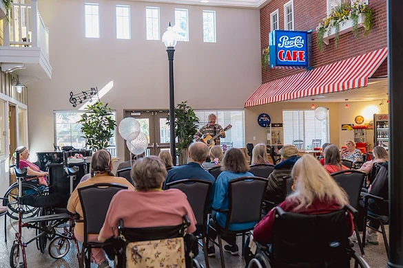 Fieldstone Memory Care of Marysville residents enjoy listening to music