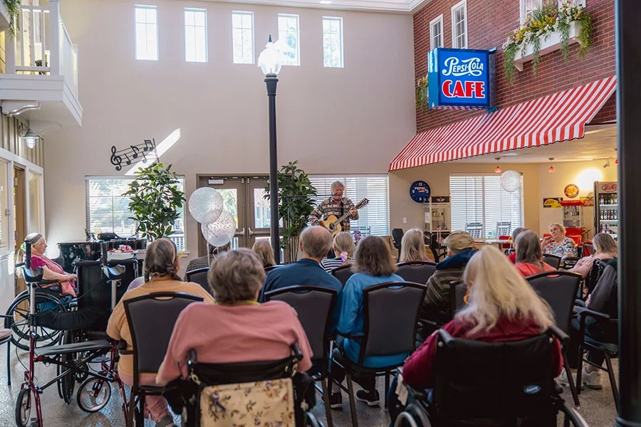 Fieldstone Memory Care of Marysville residents enjoy listening to music