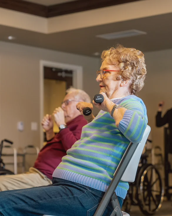 Fieldstone Memory Care of Silverdale resident fitness class