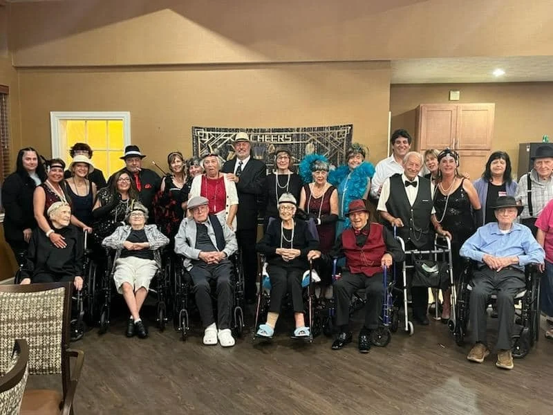 Aberdeen Crossings by New Perspective, senior living community offering assisted living in Highland Heights, OH, residents dressed up for a fun community celebration