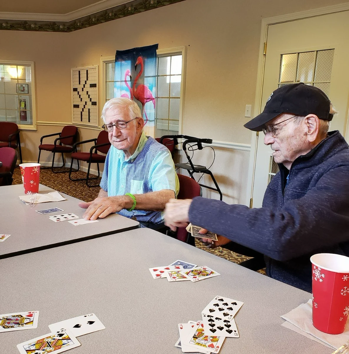 Hawthorne Woods by New Perspective in Washington, PA, residents playing cards and socializing