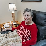 Resident getting comfortable at the community