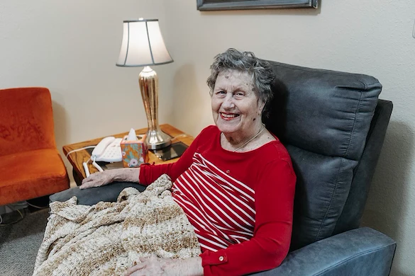 Resident getting comfortable at the community