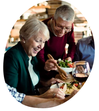 seniors eating dinner